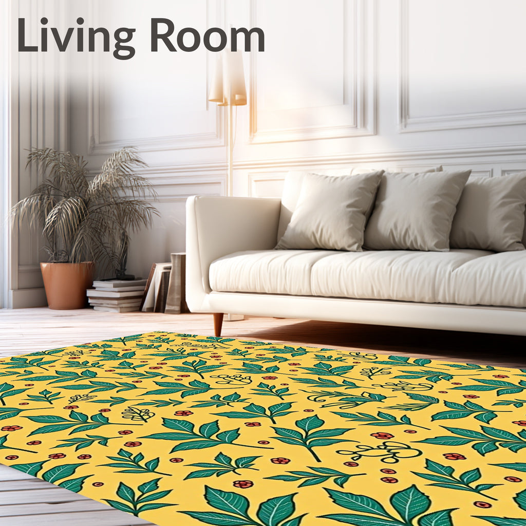 Yellow Green Leafy Berry Sprig Rug