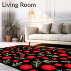Red Floral Foliage Round Medallion Rug