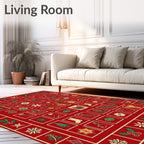 Festive Red Christmas Collage Rug