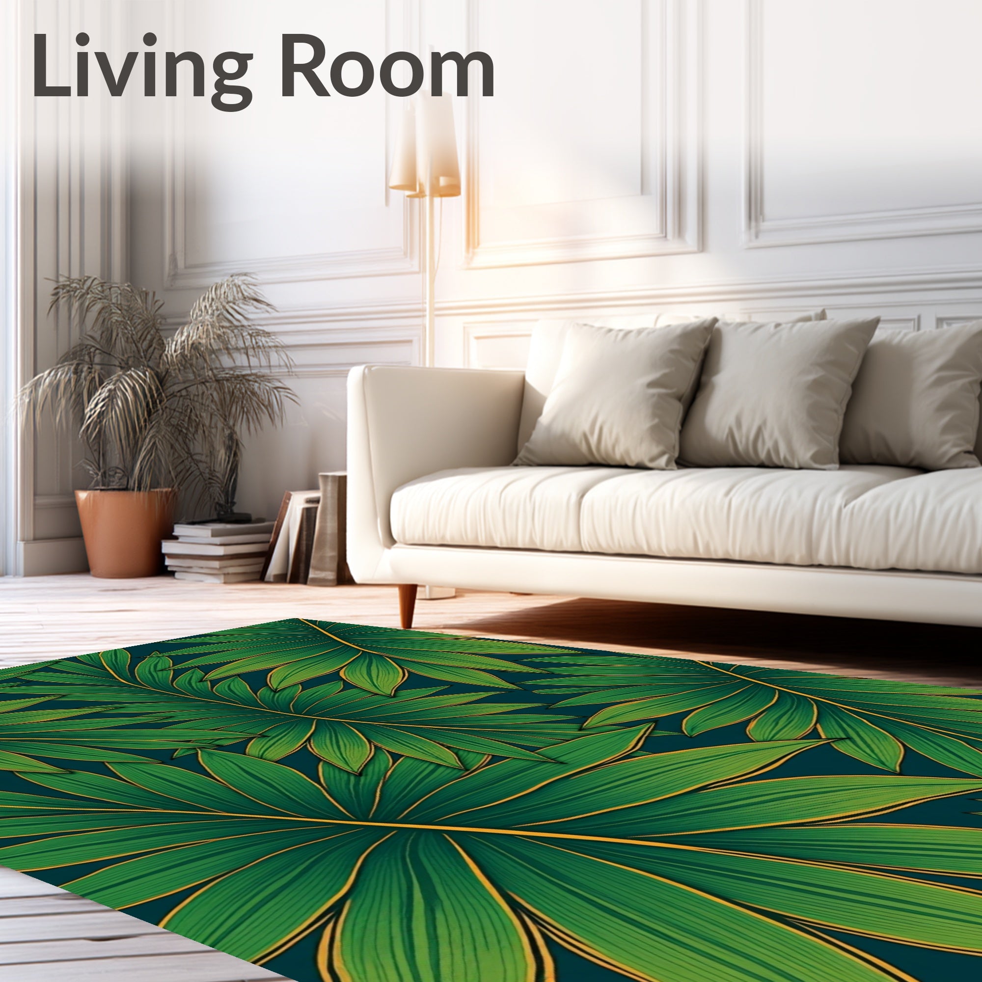 Emerald Green Tropical Fronds Rug