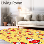Whimsical Red Santa Folk Stars Rug