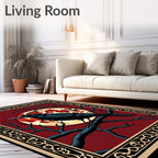 Mysterious Black Crow Red Moon Branches Rug