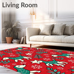 Red Whimsical Dog Star Branch Rug