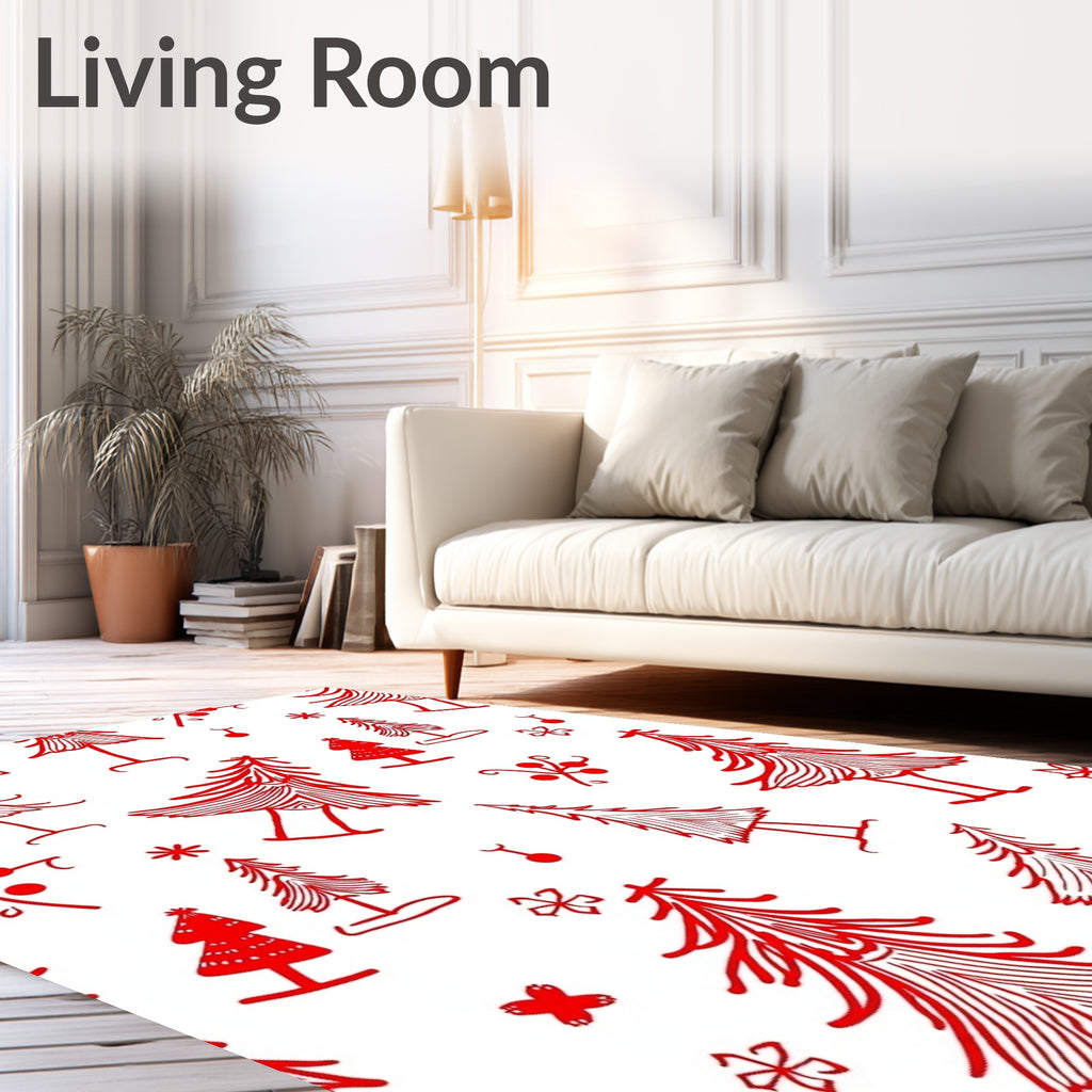 Red Christmas Trees Scatter Rug
