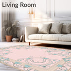 Art Nouveau Pink Floral Swirl Rug
