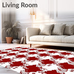 Classic Red Houndstooth Stars Rug