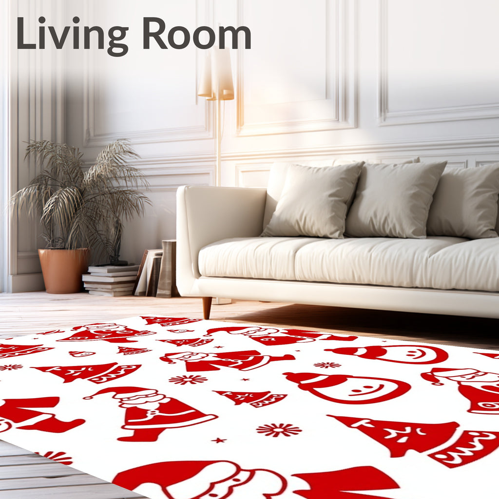Jolly red christmas santas and trees Rug