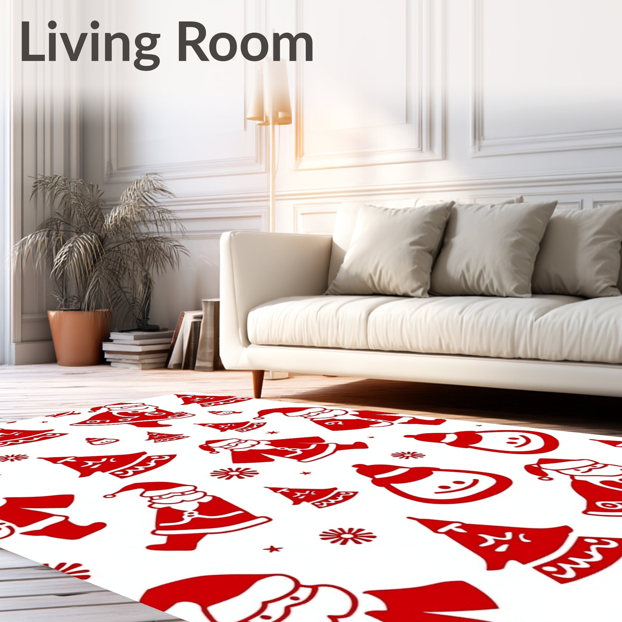 Jolly red christmas santas and trees Rug