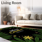 Green Fern Snowflake Holiday Border Rug