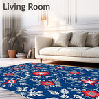 Red White Blue Star Floral Medallion Rug