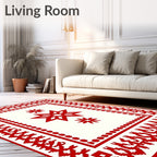 Crimson Star Bordered Center Rug