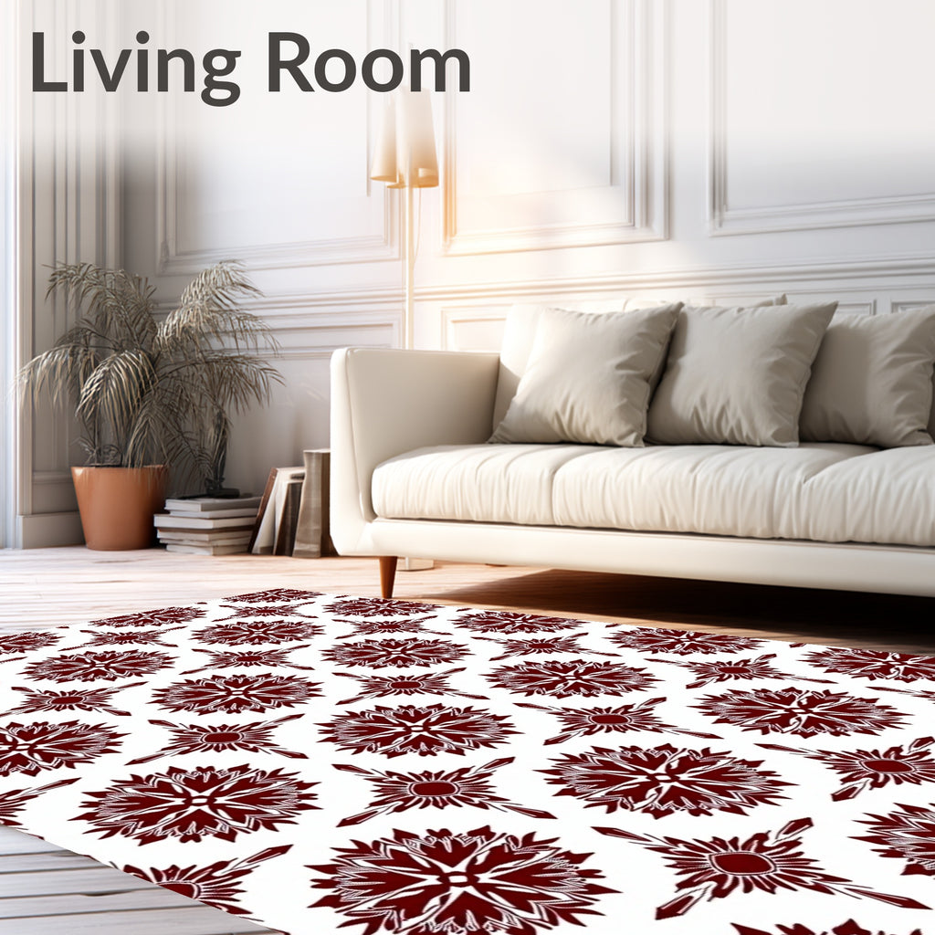 Deep Red Floral Medallion Repeating Rug