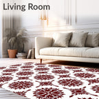 Deep Red Floral Medallion Repeating Rug