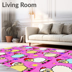Pink Festive Sheep Snowflakes Rug