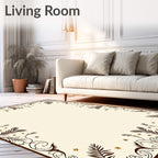 Deep Brown Fern Scroll Frame Accents Rug