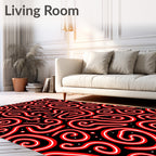 Bold Red Swirl Abstract Lines Rug
