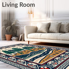 Winter Forest Stream Folk Art Rug