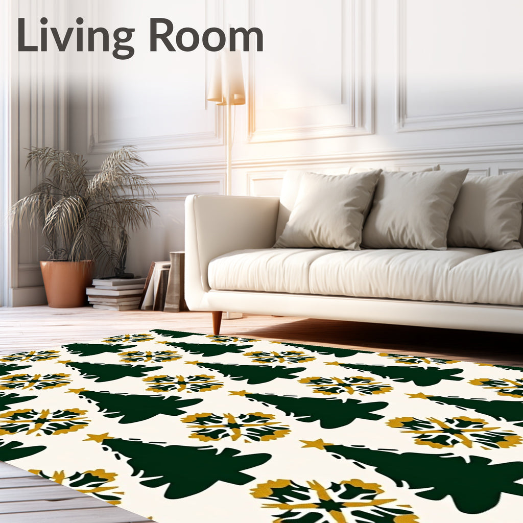 Forest Green Pine Snowflake Charm Rug