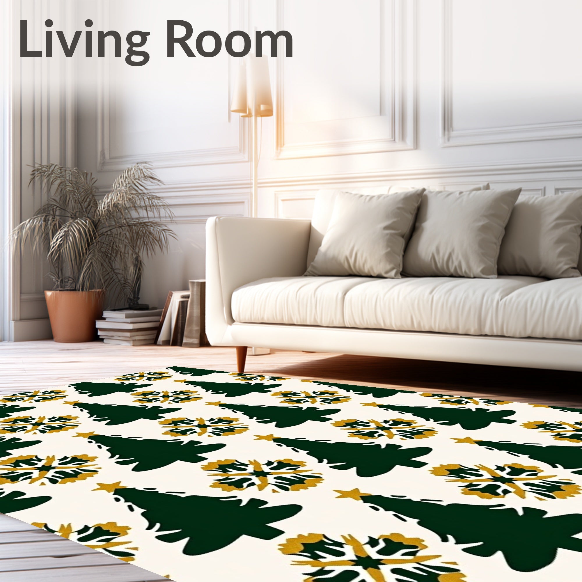 Forest Green Pine Snowflake Charm Rug