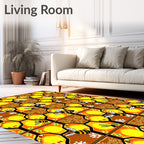 Golden Yellow Honeycomb Bee Swarm Rug