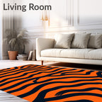 Bold Orange Black Stripe Abstract Rug