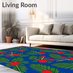 Blue Red Berry Foliage Repeat Rug