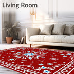 Crimson Blue Snowflake Medallion Rug