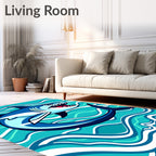 Fierce Blue Shark Ocean Waves Rug