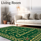 Festive Green Gold Holly Border Rug
