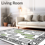 Whimsical Green Gray Ghost Gathering Rug