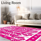 Vibrant Pink Contemporary Folkloric Medallion Rug
