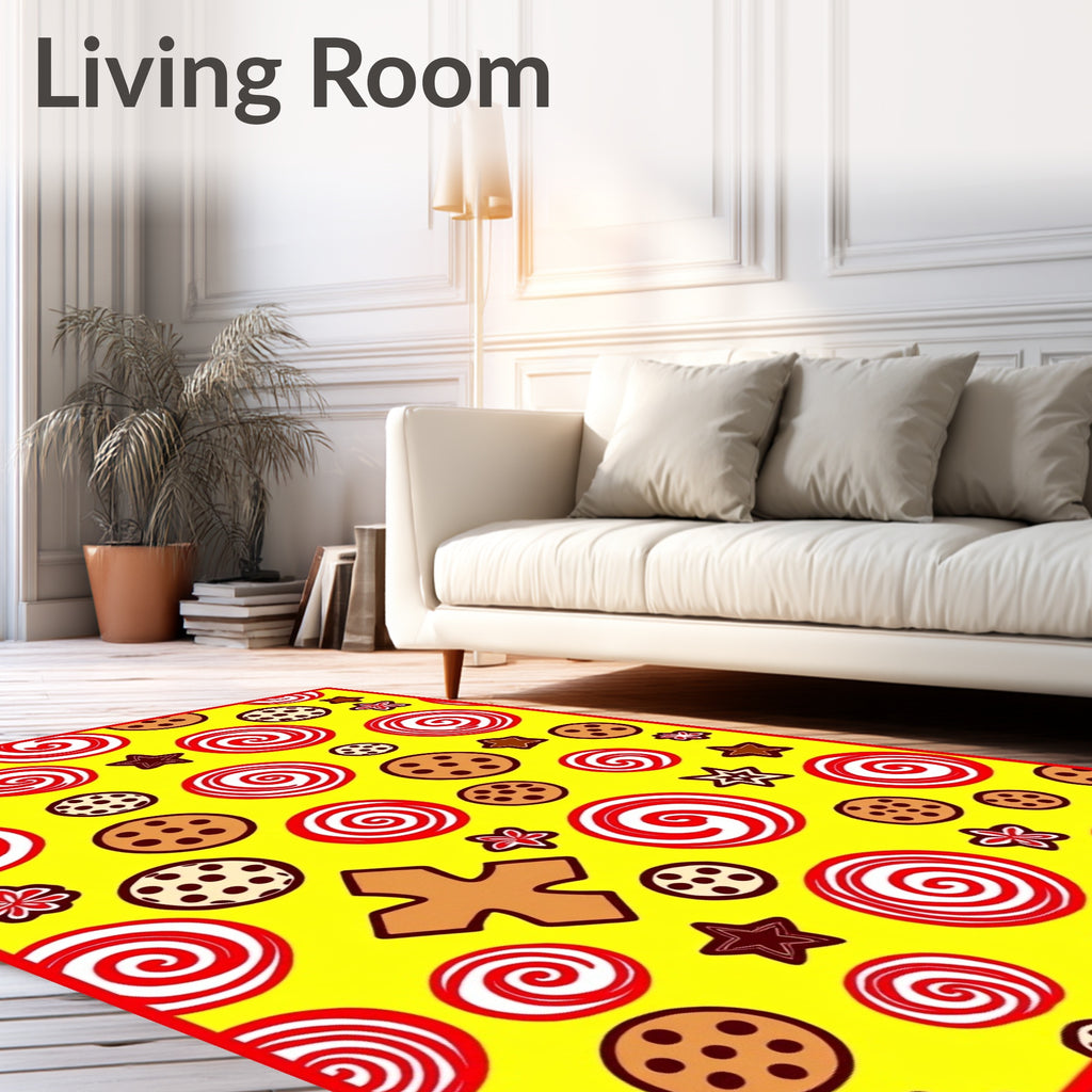 Sweet Cookie and Swirl Yellow Rug