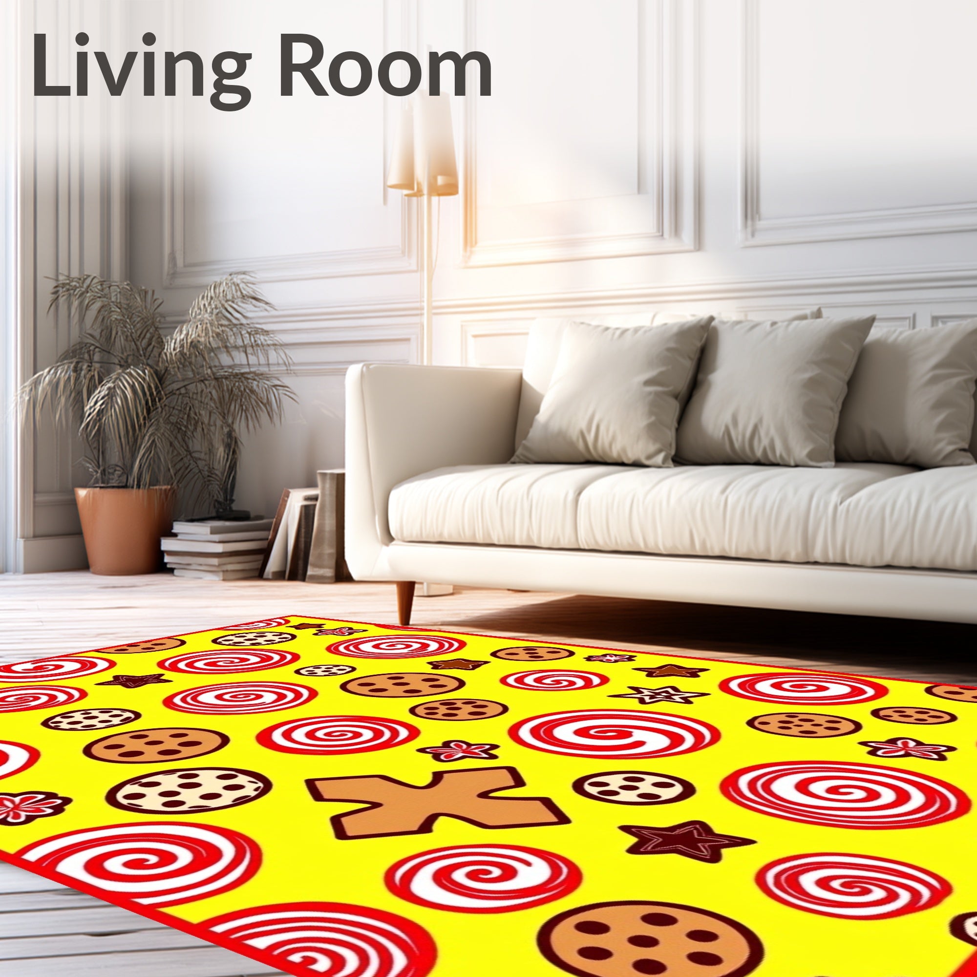 Sweet Cookie and Swirl Yellow Rug