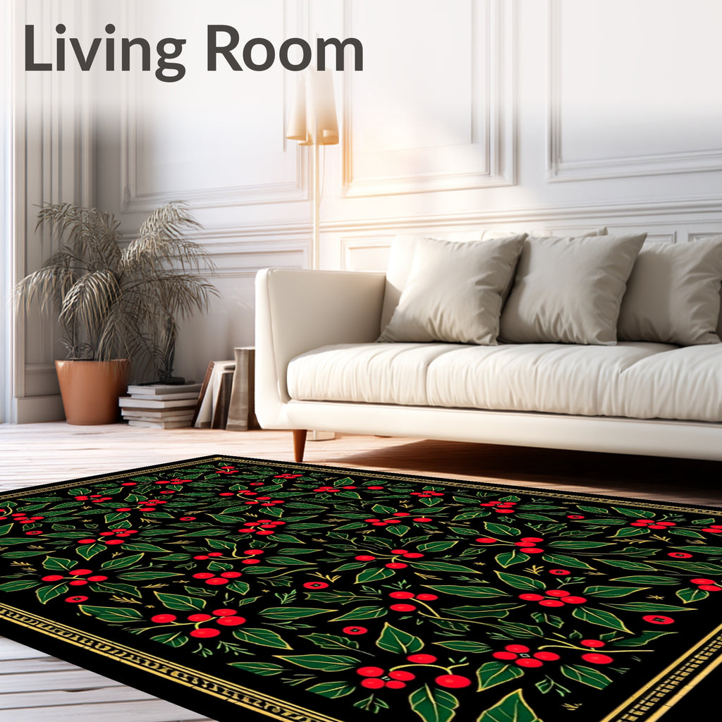 Christmas Holly Berry Botanical Rug