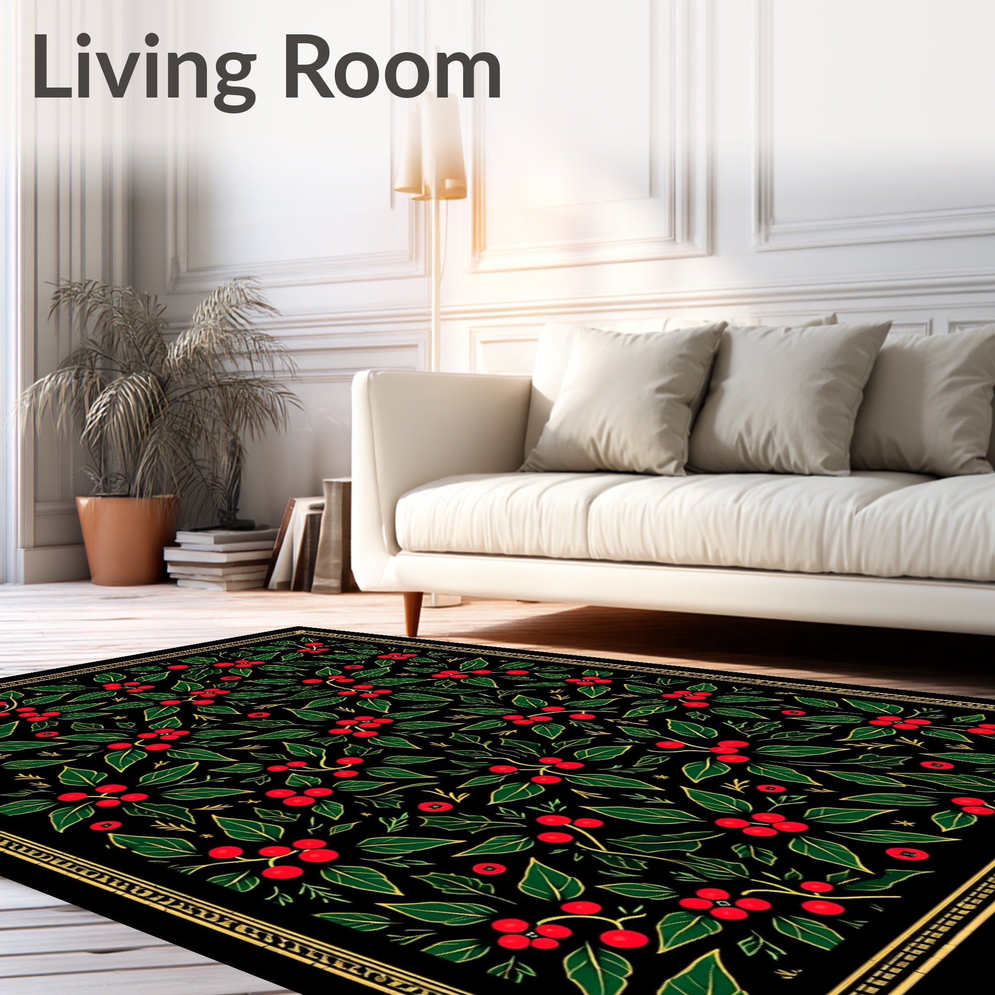Christmas Holly Berry Botanical Rug