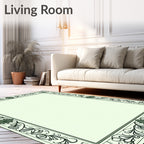 Elegant Black Outline Floral Border Rug