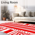Bold Red Abstract Stripe Medallion Rug