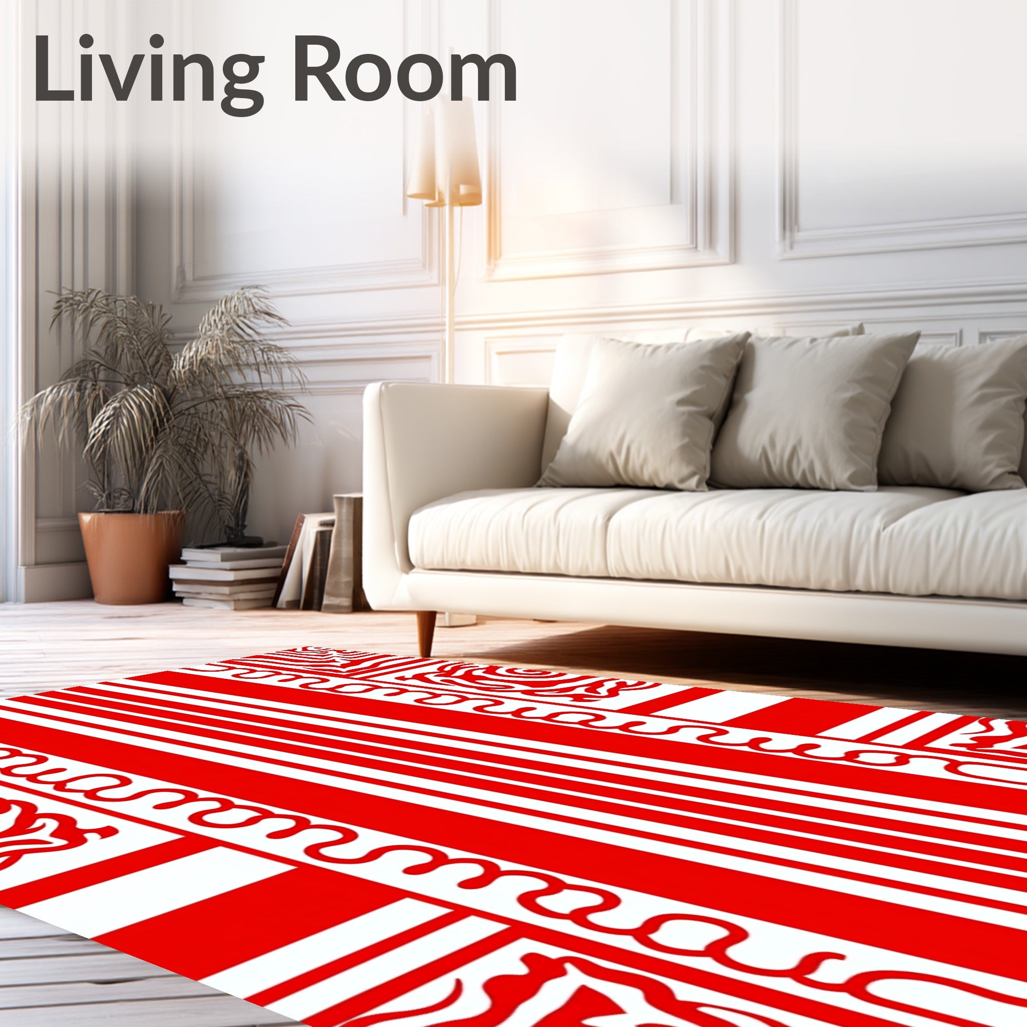 Bold Red Abstract Stripe Medallion Rug