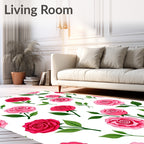 Romantic Pink Rose Garden Floral Rug