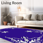 Azure Snowflake Floral Frame Rug