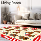 Festive Gingerbread Houses Scattered Dots Rug