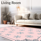 Pale Pink Snowflake Scatter Border Rug