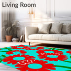 Retro Red Flower Garden Rug