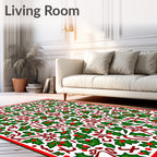 Festive Holly Berry Ribbon Arrangement Rug