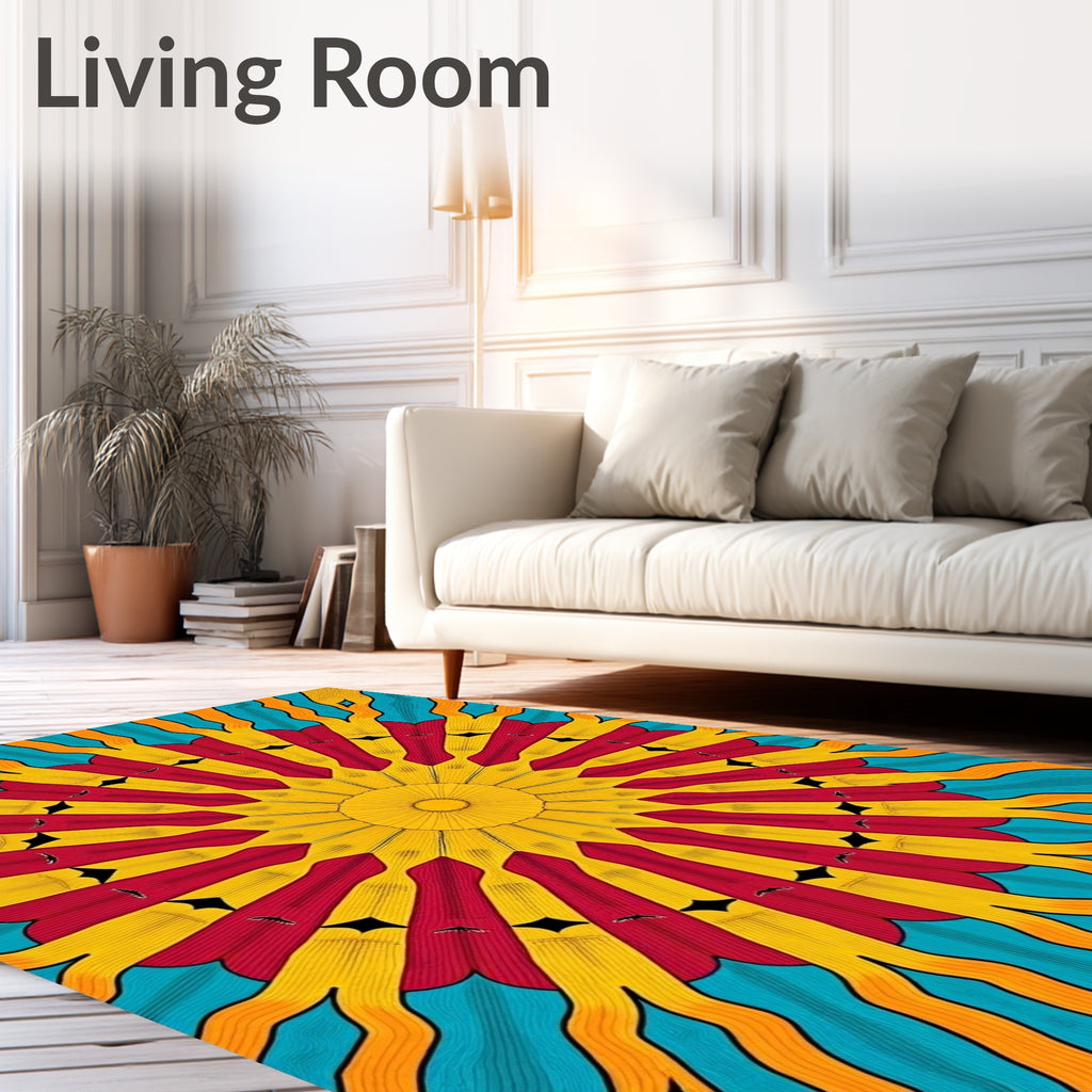 Radiant Sunburst Geometric Mandala Rug