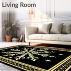 Elegant Black Gold Snowflake Medallion Rug