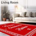 Red Snowflake Border Christmas Rug