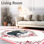 Pink Elephant Medallion Floral Border Rug