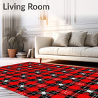 Red Black Gingham Starburst Rug