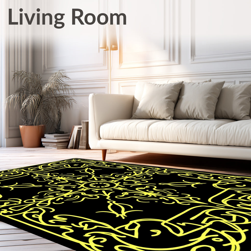Golden Black Celtic Knot Swirl Rug